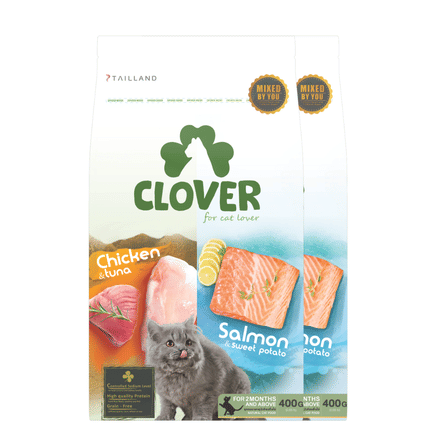 อาหารแมว CLOVER สูตร MIX BY YOU รสไก่กับทูน่า และแซลมอน เกรด HOLISTIC GRAIN-FREE โซเดียมต่ำ (800 G)_0
